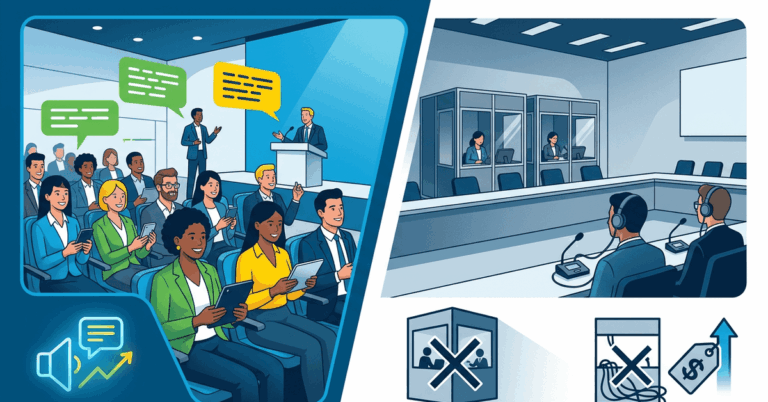 VerbalScribe vs. Traditional Interpretation Booths: Cost, Scalability, and Audience Experience Compared - Live event captioning and translation by VerbalScribe